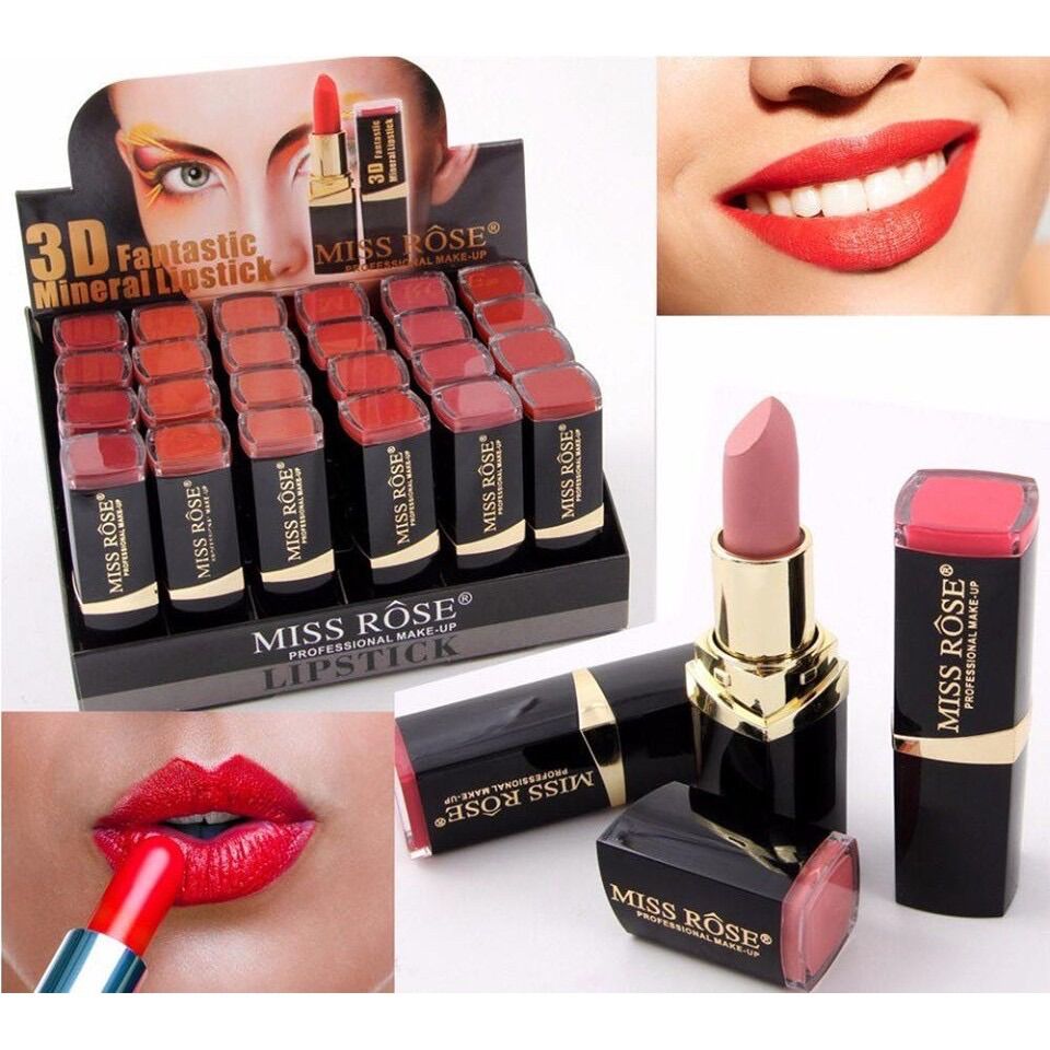 Son lì miss rose 3d mềm mịn kèm dưỡng