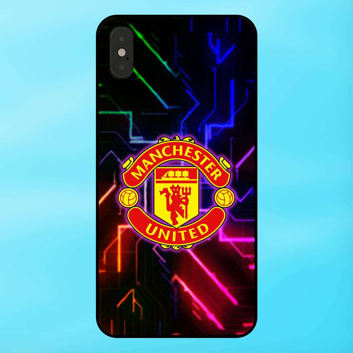 Ốp lưng điện thoại iPhone Xs Max viền đen CLB Bóng Đá MU