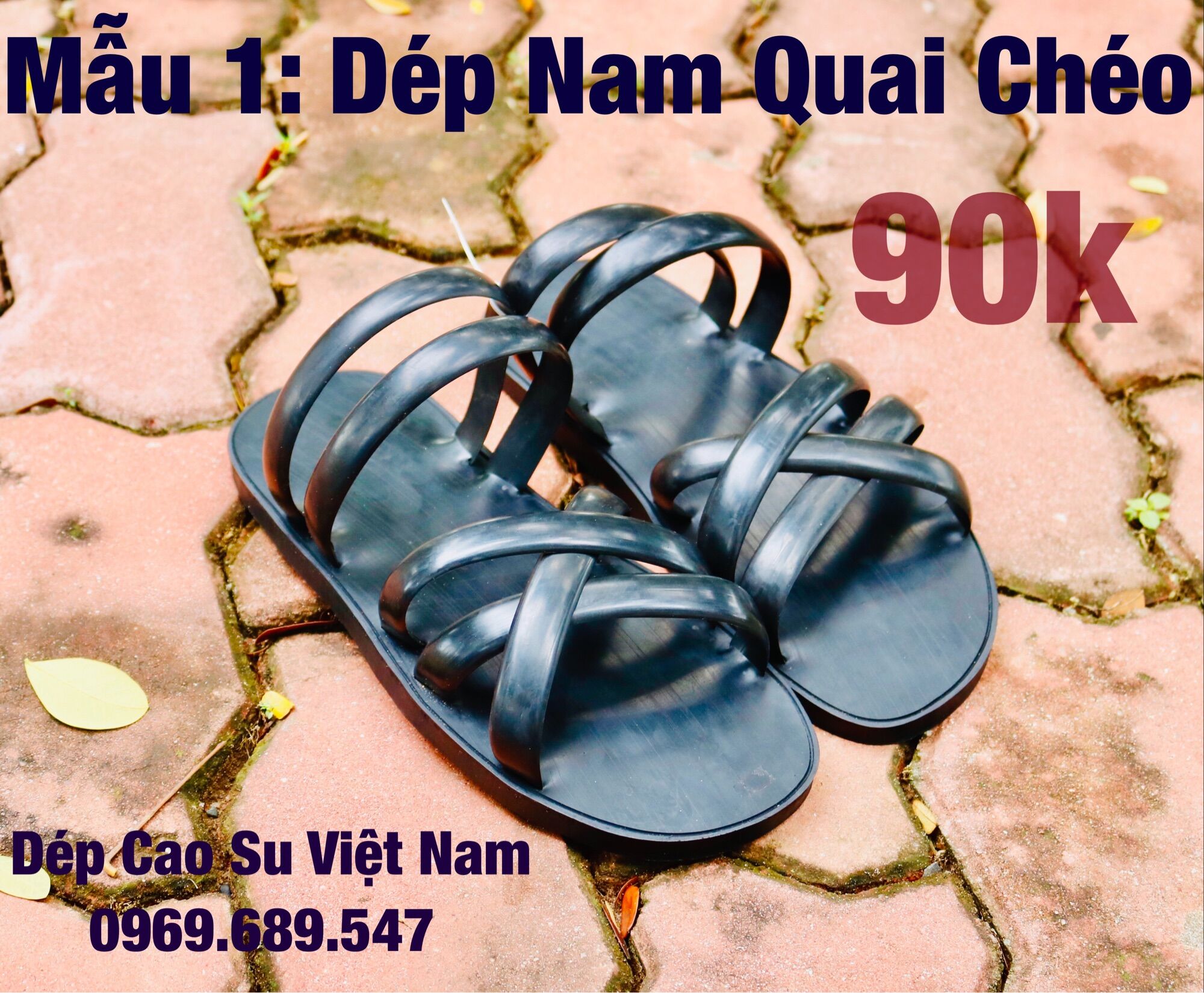 Dép cao su nam 3 quai chéo