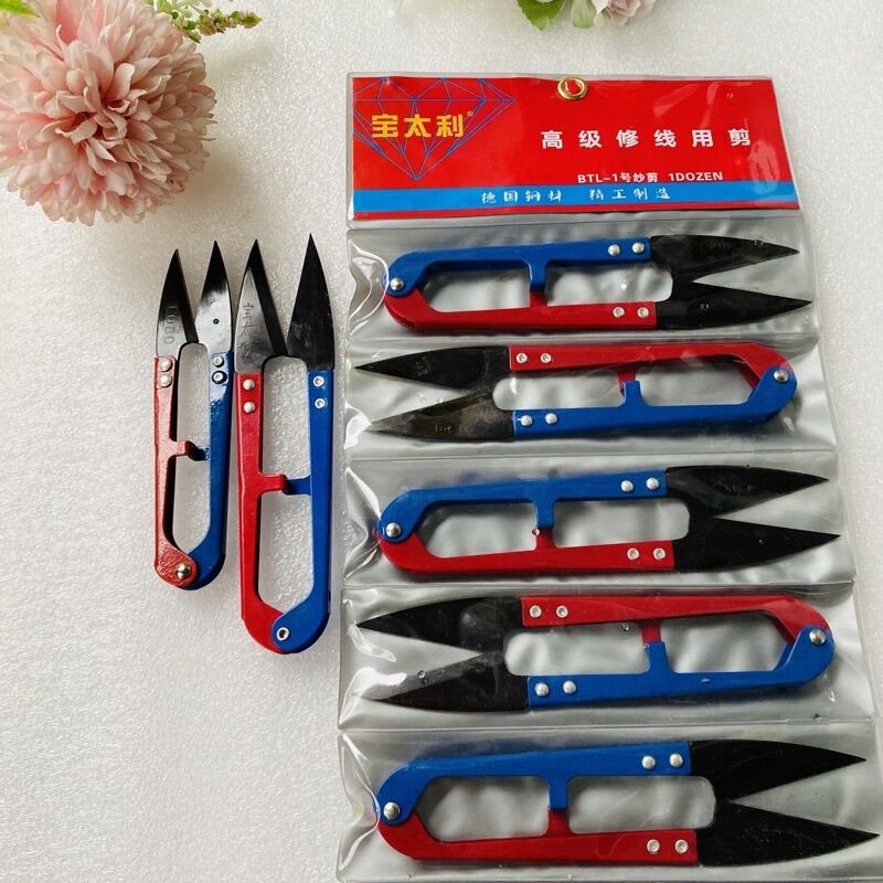 Combo 5 cây kéo bấm chỉ lớn cán xanh -đỏ tiện dụng