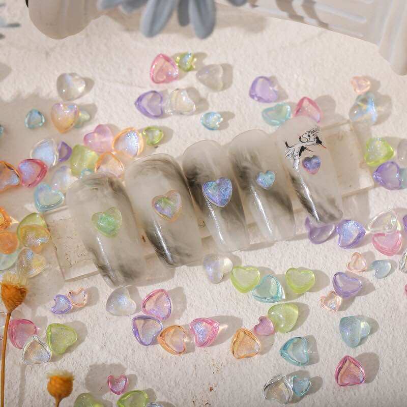 CHARM TRÁI TIM MIX NHIỀU MÀU GẮN NAIL ( SET 10 CÁI )