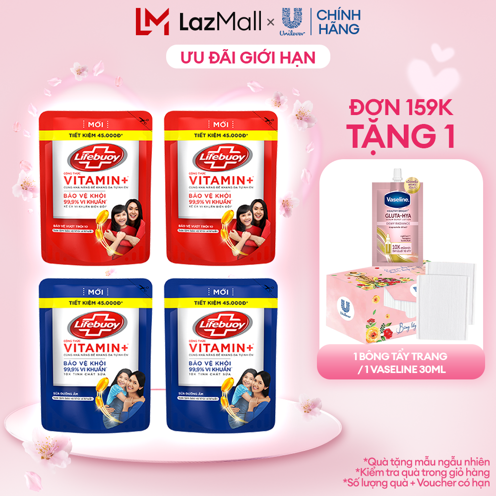  Combo 2 Sữa tắm Lifebuoy 800g giúp bảo vệ khỏi 99.9% vi khuẩn và ngăn ngừa vi khuẩn lây lan trên da  Túi  