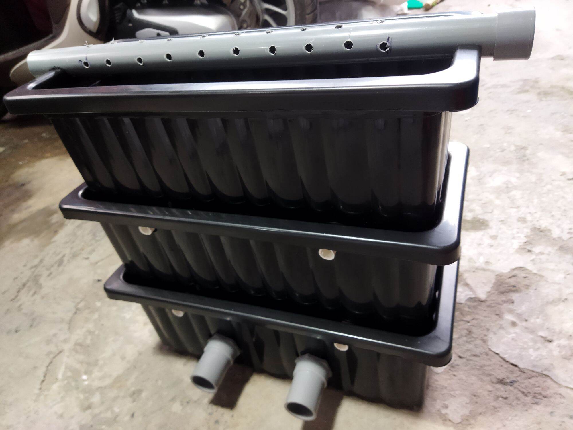 Bộ baki nhí đen lỗ ra 34 kèm ống mưa phi 34