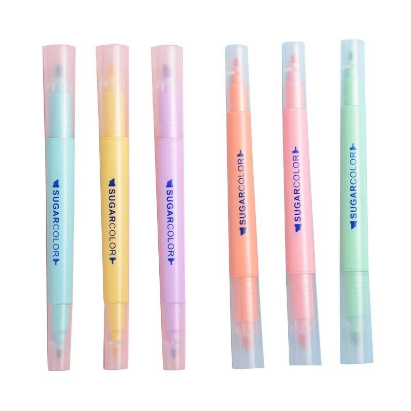 SET 6 Bút đủ màu highlight 2 đầu dạ quang B8.