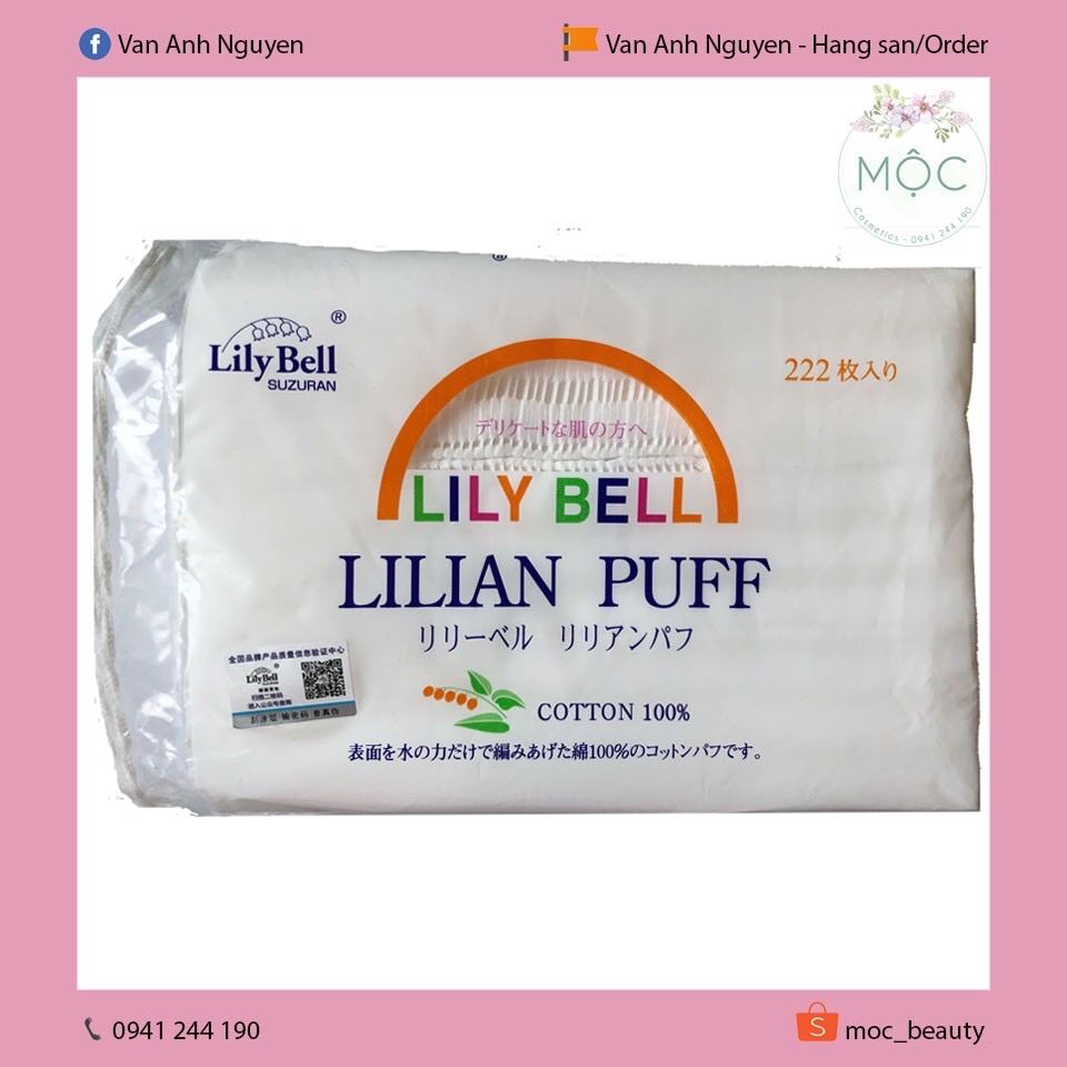 Bông tẩy trang Lily Bell 222m (gói màu trắng)