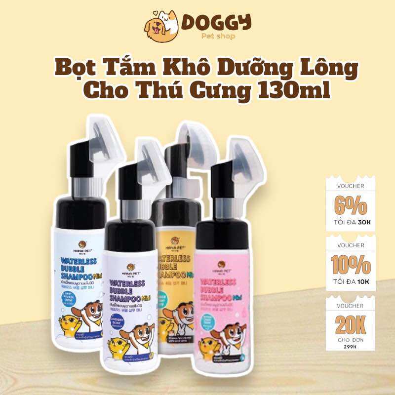 Bọt tắm khô Hana Pet dưỡng lông cho thú cưng Waterless Bubble Shampoo 130ml