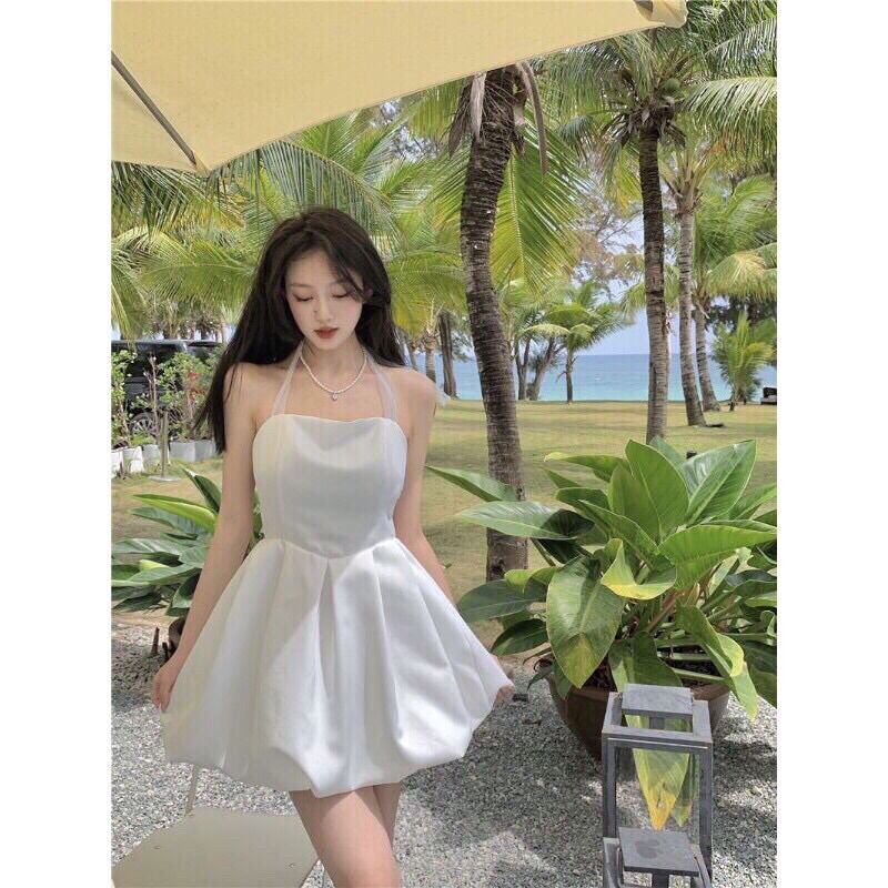 Đầm Trắng Công Chúa Thắt Nơ Lưng