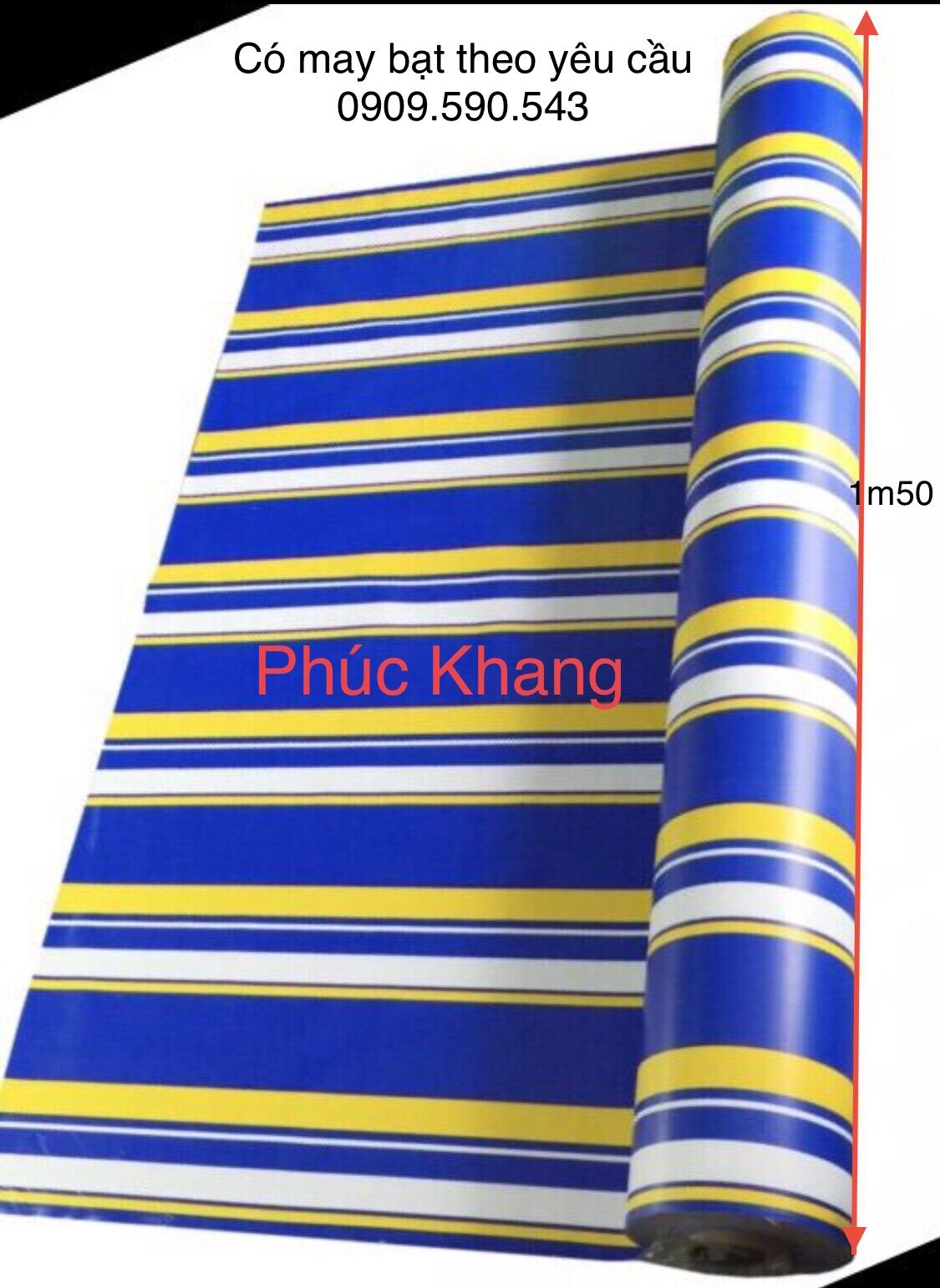 Bạt mái hiên nhựa PVC 2 mặt sọc khổ rộng 1m50 loại dày, dẻo che nắng mưa siêu bền, không thấm