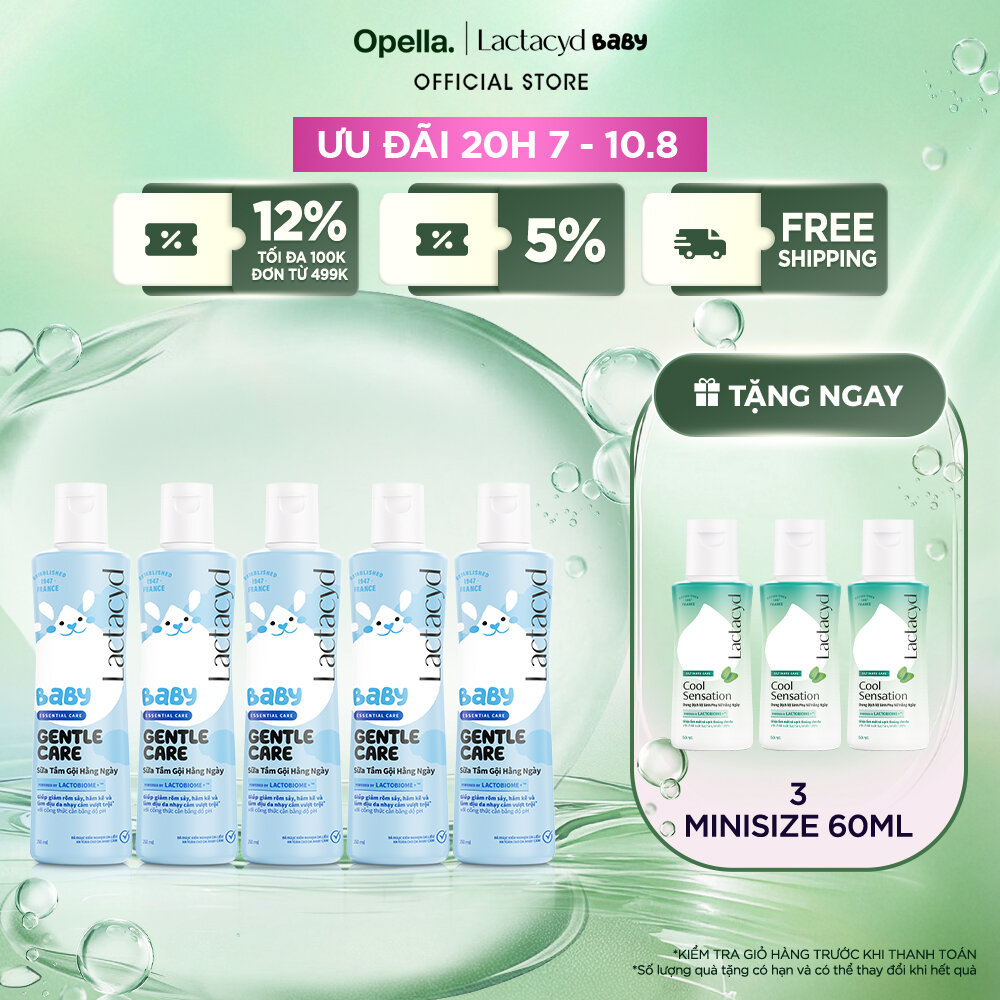 Bộ 5 Sữa Tắm Gội Trẻ Em Lactacyd Baby Gentle Care Bảo Vệ Dịu Nhẹ Cho Làn Da Nhạy Cảm 250ml/chai