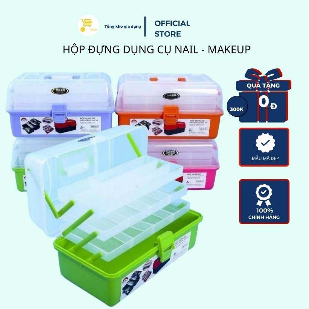 Hộp đựng trang điểm, dụng cụ nail - mi 1-2-3 tầng , cốp nhựa đựng linh kiện cao cấp mta-mart2