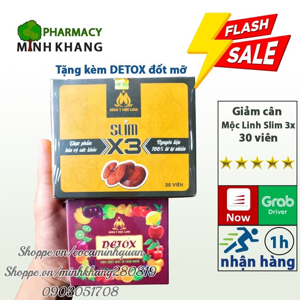 Giảm cân Mộc Linh X3  tặng kèm 20viên detox giảm mỡ ban đêm