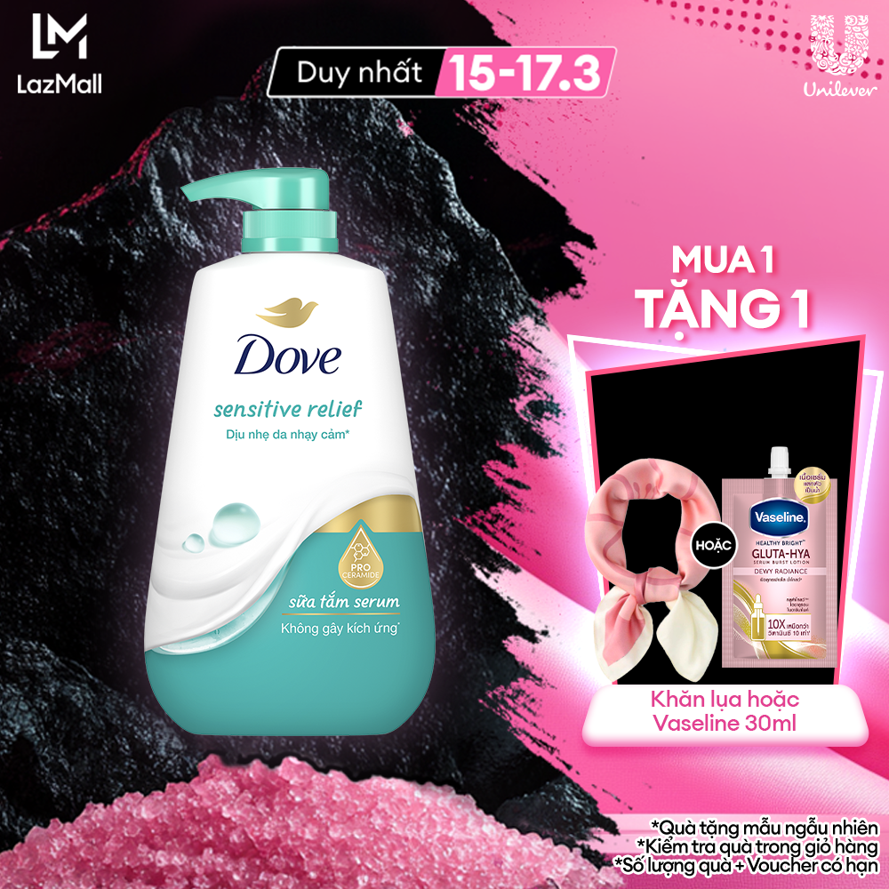 Sữa tắm dưỡng thể Dove Sensitive care chăm sóc da nhạy cảm với công thức không kích ứng da 500g (bao