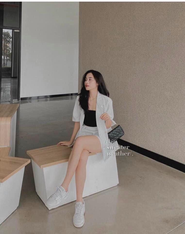[HCM]SET ÁO VEST KẺ SỌC  + SHORT