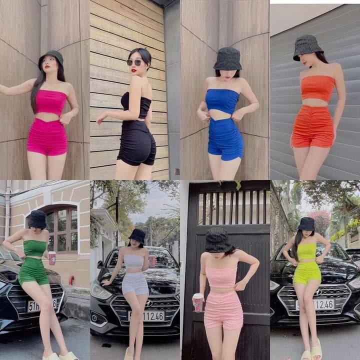 BỘ NỮ ÁO ỐNG +QUẦN NHÚM NÂNG MÔNG HÓT TREND, chất vải thun thái xịn sò, phom từ 38-53 ký vừa, chọn áo này quần kia ib chat nhé