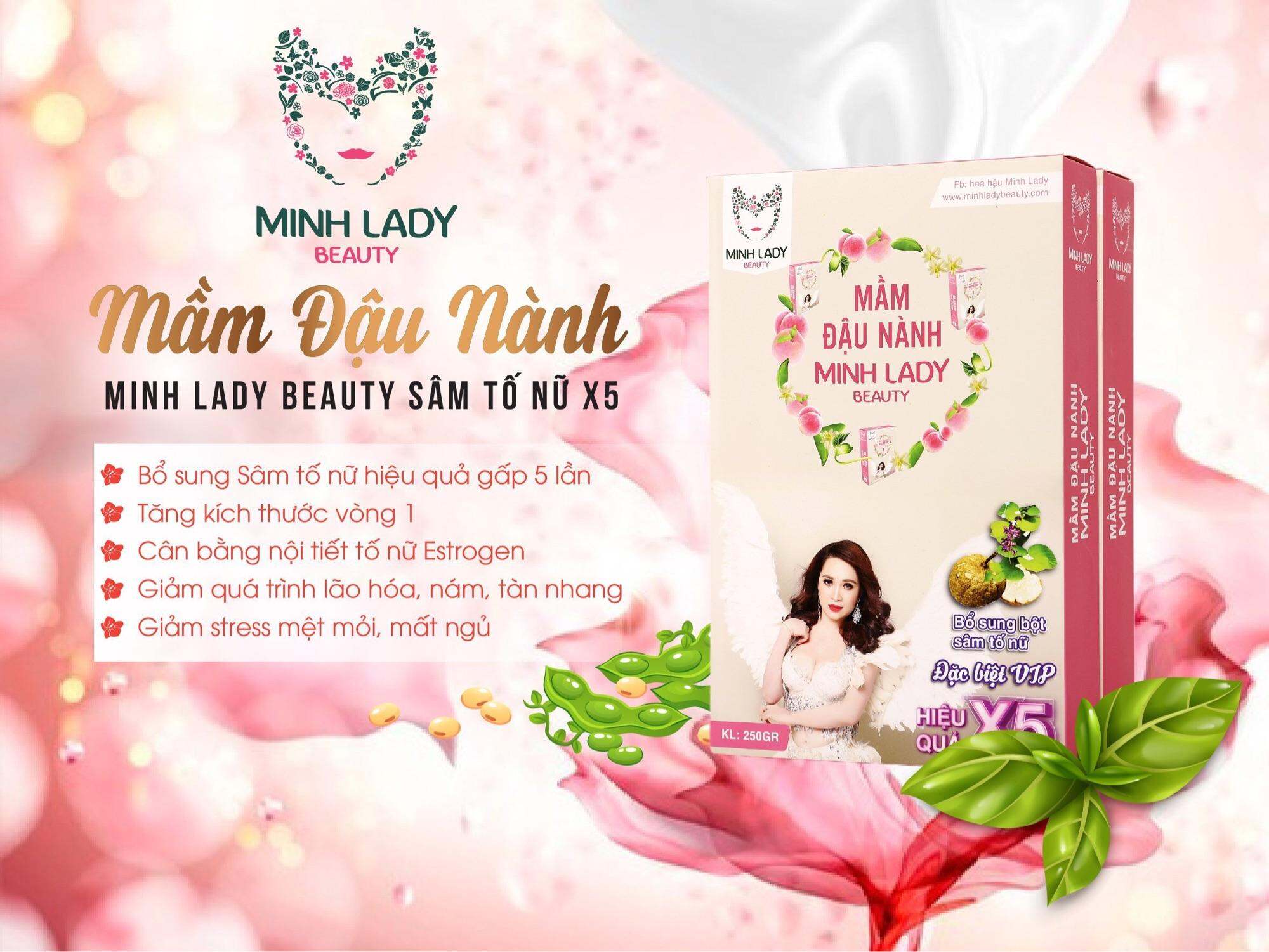 COMBO 4 HỘP MẦM ĐẬU NÀNH SÂM TỐ NỮ TĂNG V1 X5 MINH LADY BEAUTY TẶNG tinh dầu nở ngực + kẹo mầm