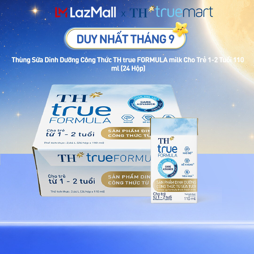 Thùng 24 hộp sản phẩm dinh dưỡng công thức từ sữa tươi cho trẻ từ 1 đến 2 tuổi TH true FORMULA 110 ml (110 ml x 24)