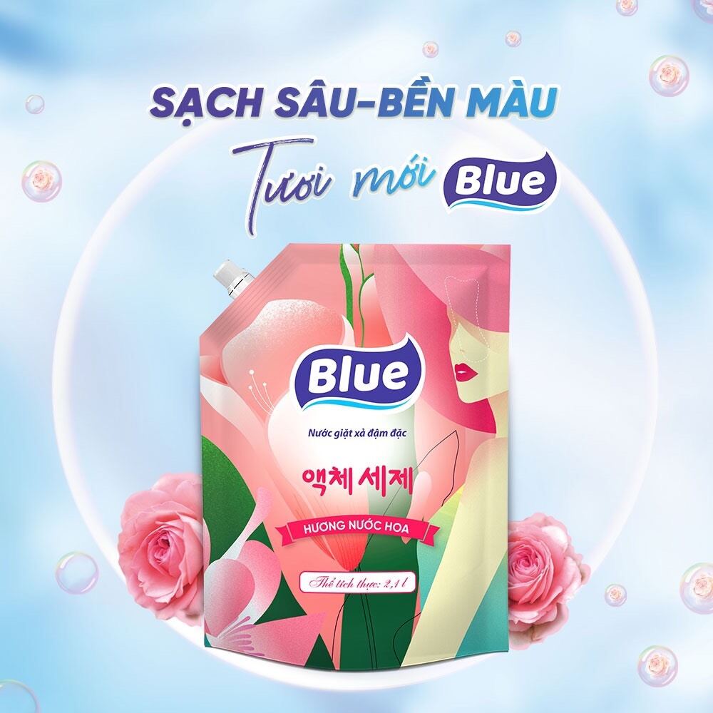 Combo 2 bịch nước giặt quần áo blue hàn quốc hương nước hoa 2000ml
