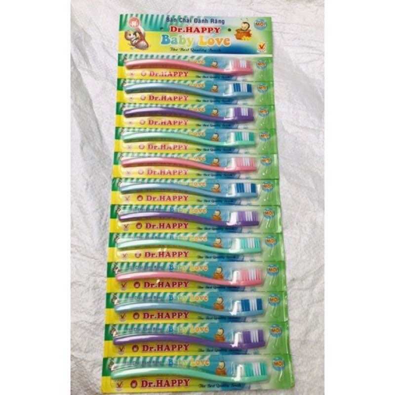 🦷 Vỉ 12 Cây Bàn Chải Dr Happy, Đánh Răng Em Bé