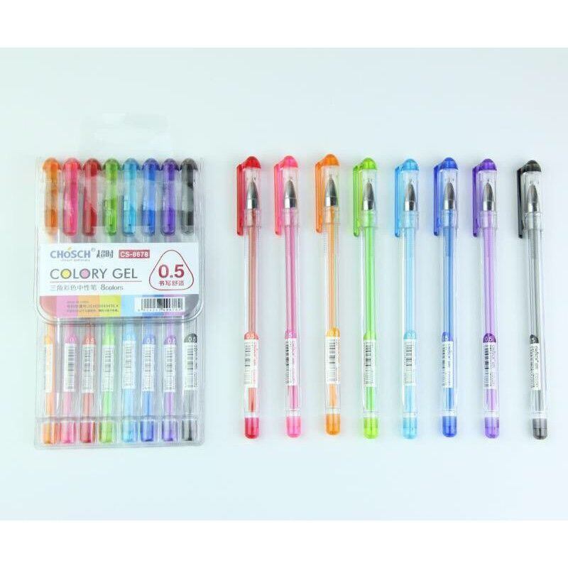 Vỉ 8 cây viết nước chosch cs - 8678 đủ màu