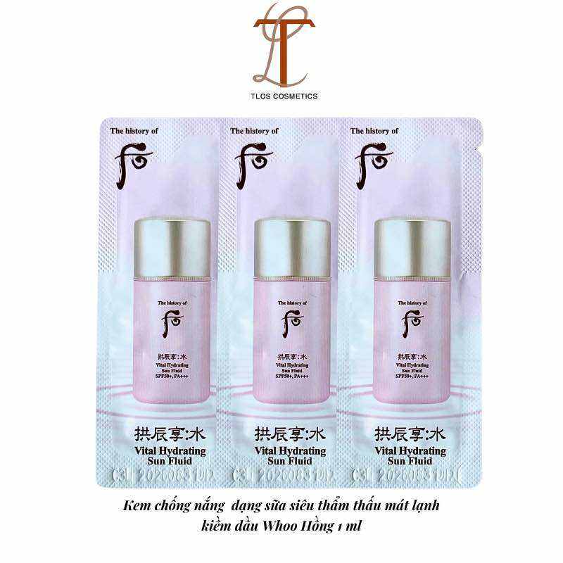 Kem Chống Nắng Whoo Hồng Dạng Sữa 1Ml Siêu Thẩm Thấu Mát Lạnh 1ml