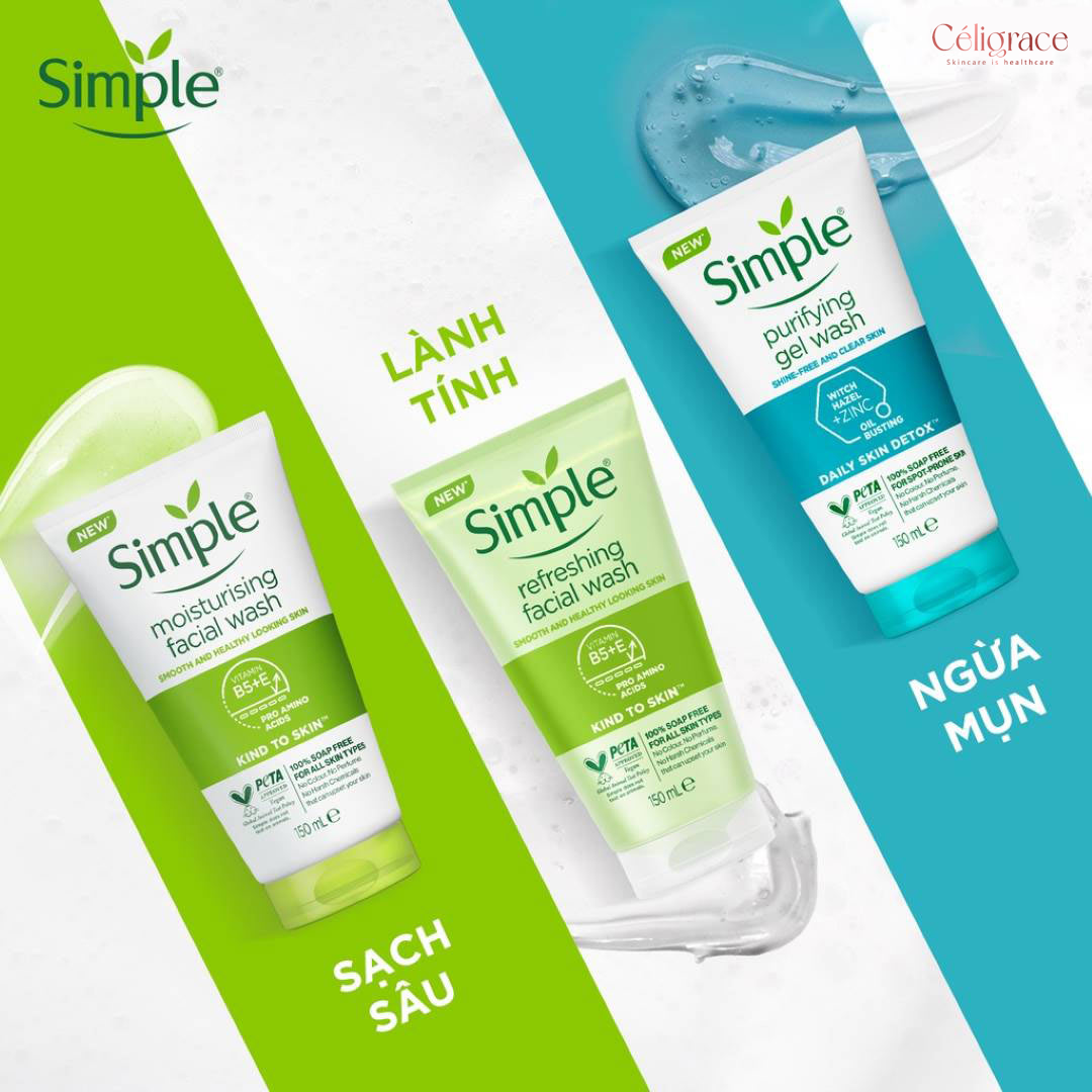 Simple Facial Cleanser 150 ml for Oily, Acne-Prone, Sensitive, and Normal Skin