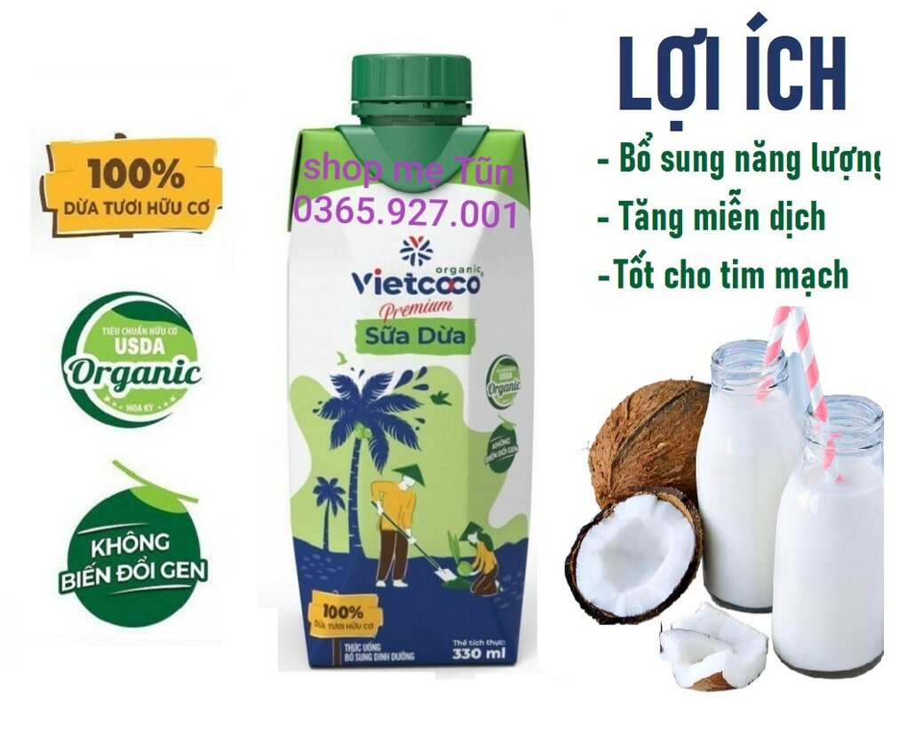 1 Hộp sữa dừa organic vietcoco 330ml