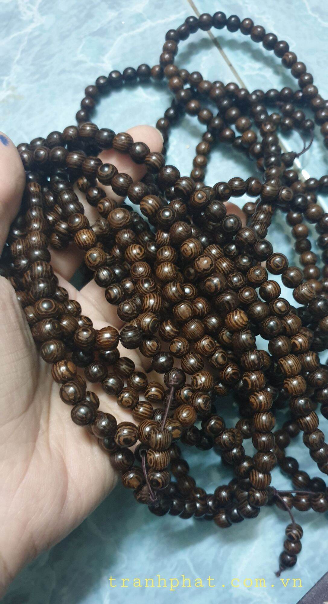 tràng 108 hạt gỗ mân tự nhiên (mun đuôi công) đẹp