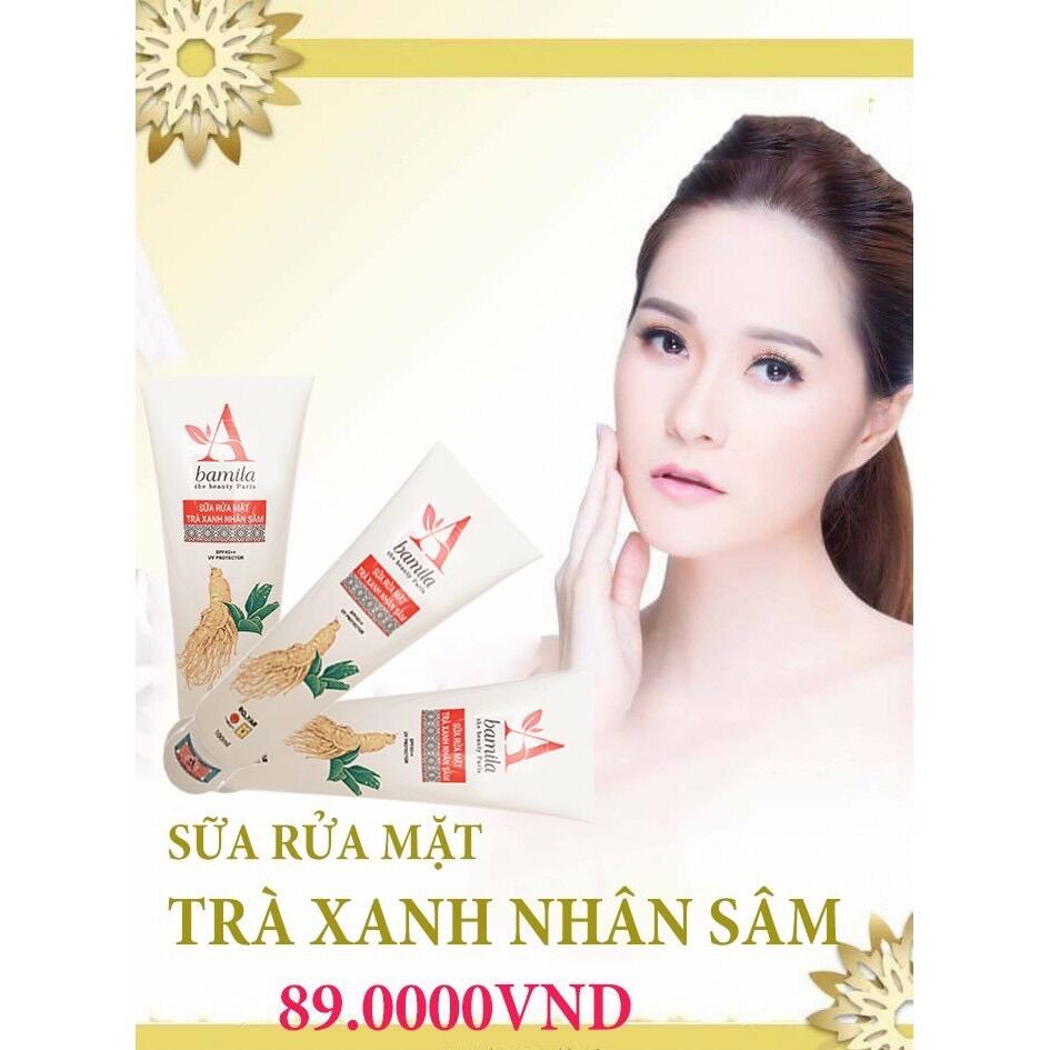 Sữa rửa mặt trà xanh nhân sâm Bamila 100ml