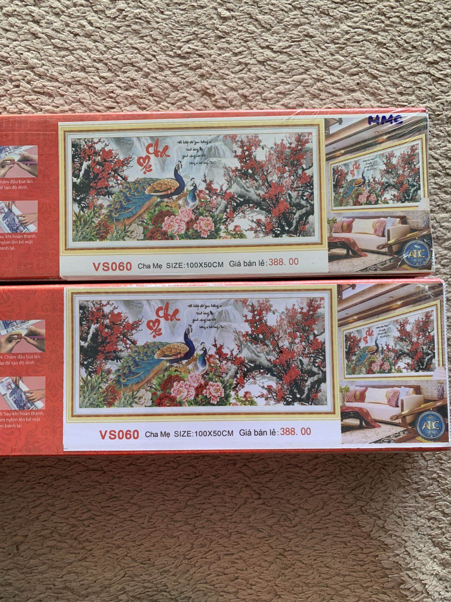 [ FREESHIP MAX-]Tranh đính đá cha mẹ đôi công lv158 KT 99x50cm[ Tranh Hà Đoàn]
