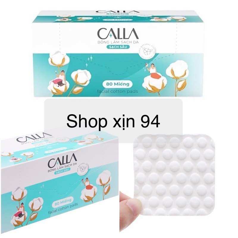 Bông tẩy trang calla 80 miếng/ hộp - hạt massage làm sạch da gấp 2x