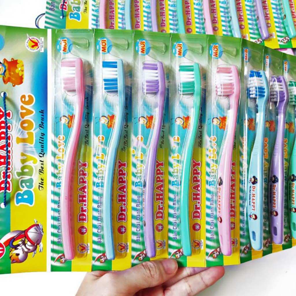 🪥 Sỉ_ 5 Vỉ (60 Cây) Bàn Chải Đánh Răng Em Bé Dr Happy