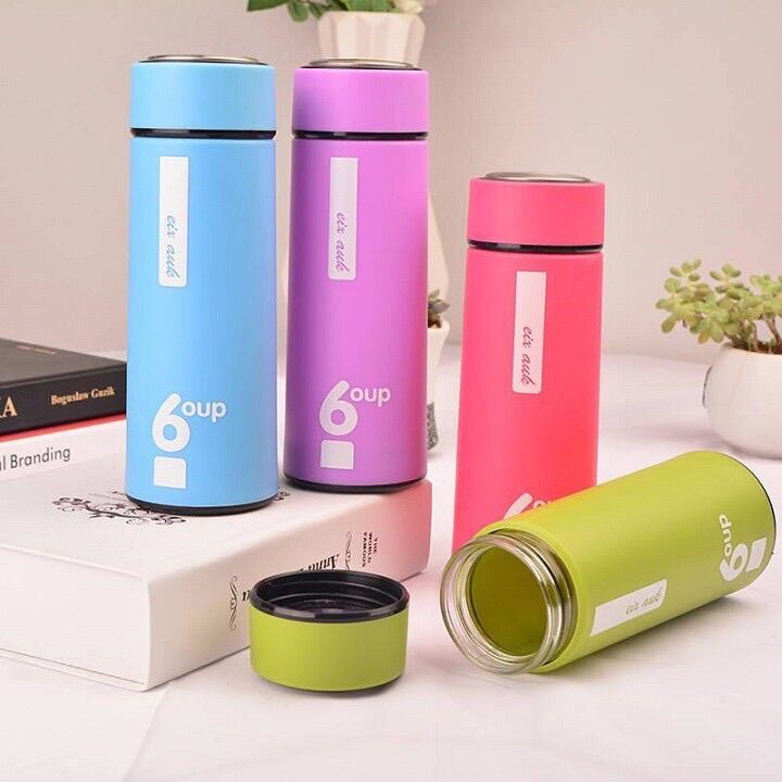 Bình nước thuỷ tinh bọc nhựa cách nhiệt 6oup 450ml