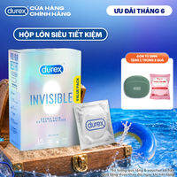 Bao Cao Su Durex Invisible Siêu Mỏng, Size 52 mm, Hộp 16 Bao Mới Ra Mắt - Hộp Lớn Siêu Tiết Kiệm