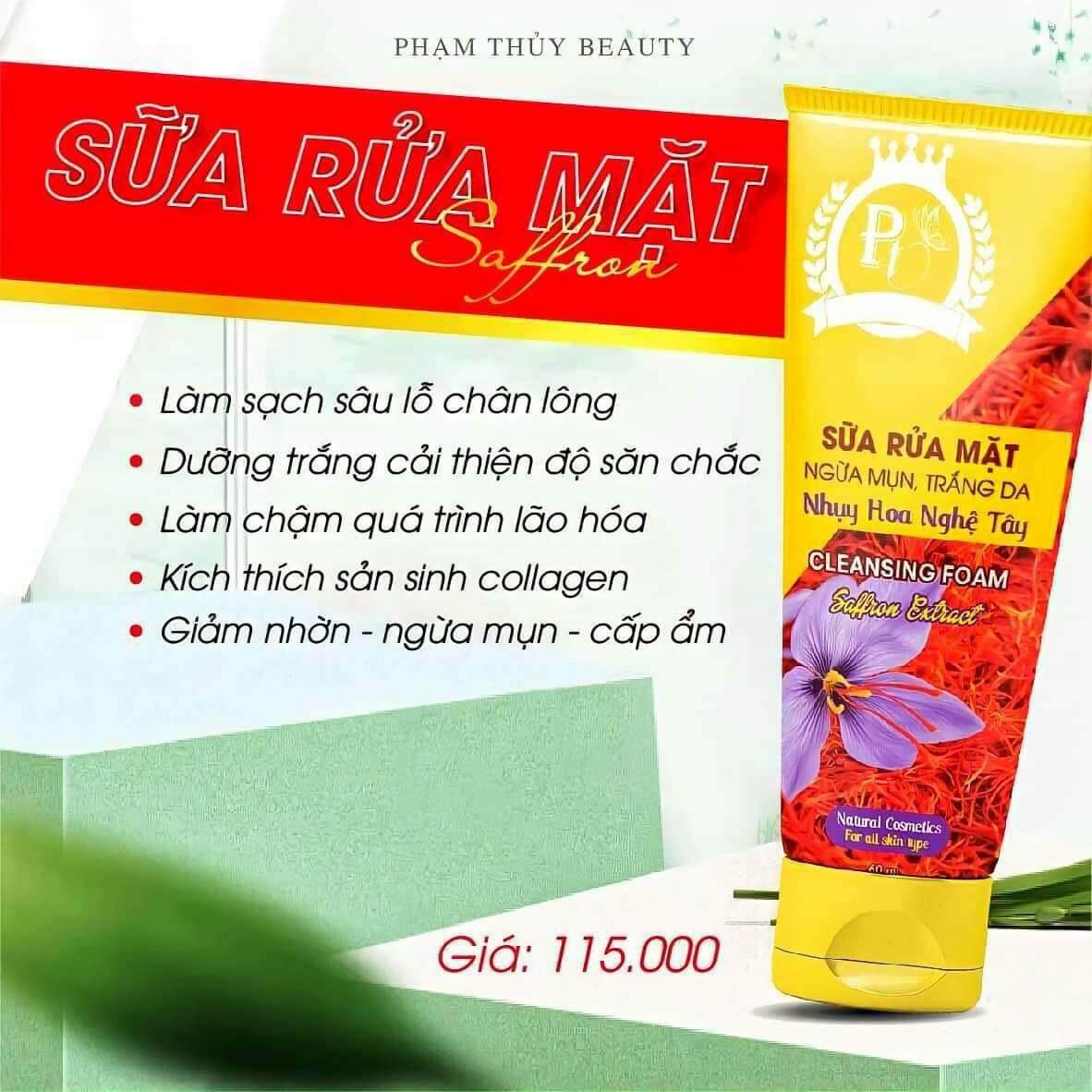 Sữa rửa mặt nhụy hoa nghệ tây phạm thủy beauty