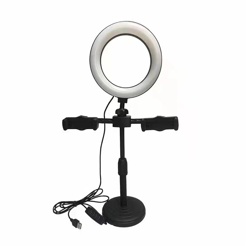 Đèn led livestream để bàn 2 kẹp điện thoại