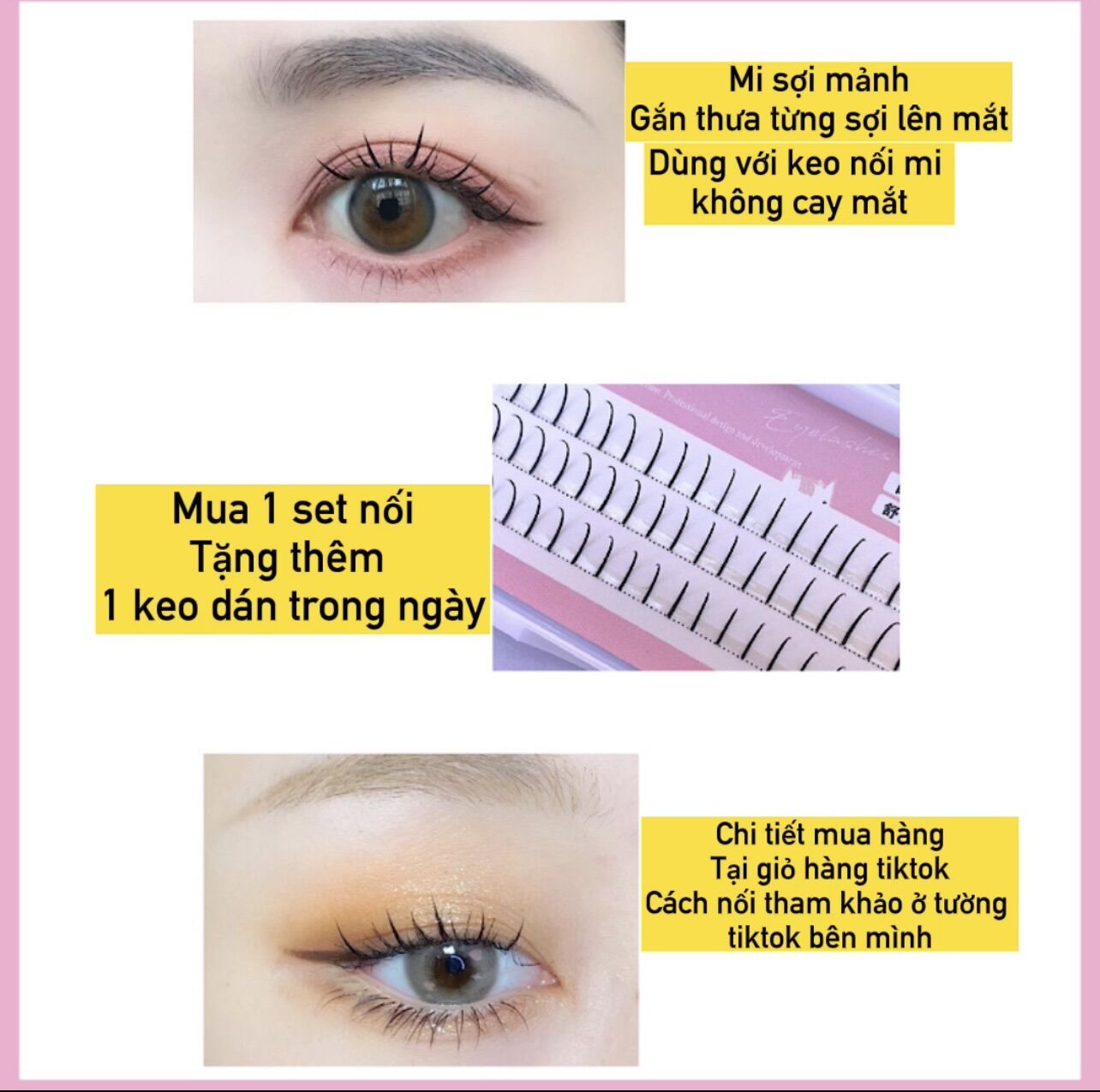 Mi giả nữ gắn theo sợi mảnh ( tặng keo 25k )