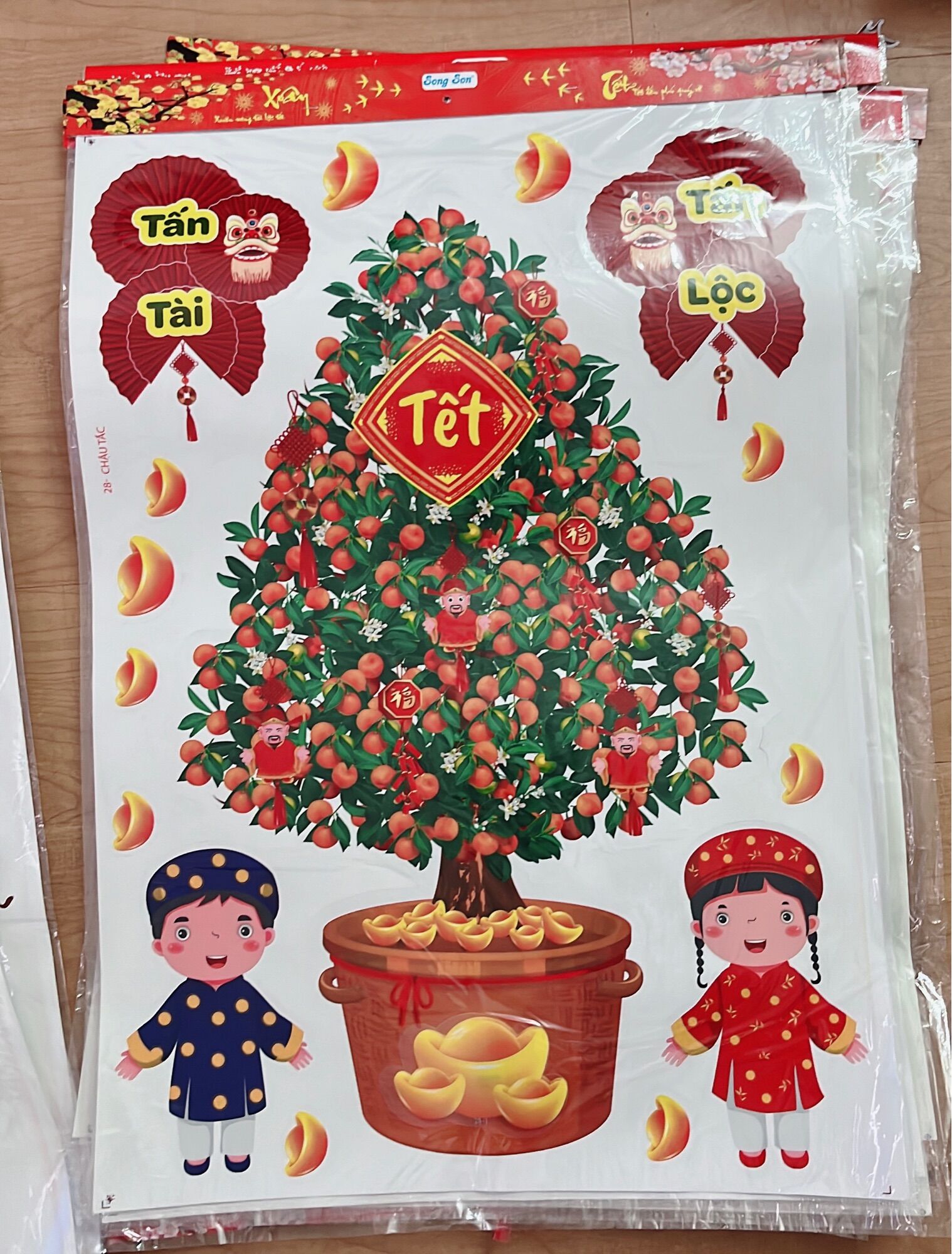 Decal Tết 2024, decal trang trí năm mới , decal trang trí cửa kính hai mặt, decal năm mới 2023
