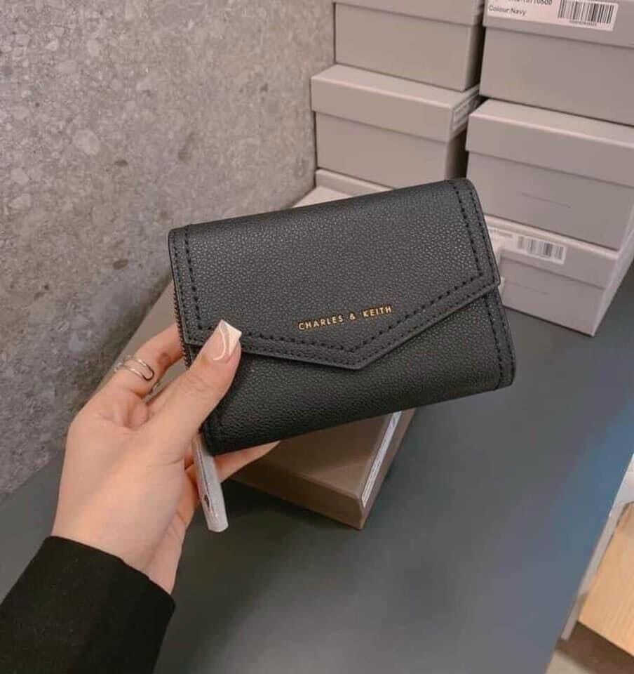 Ví cầm tay Cnk bì thư gập bấm khoá kéo size trung 14cm Fullbox