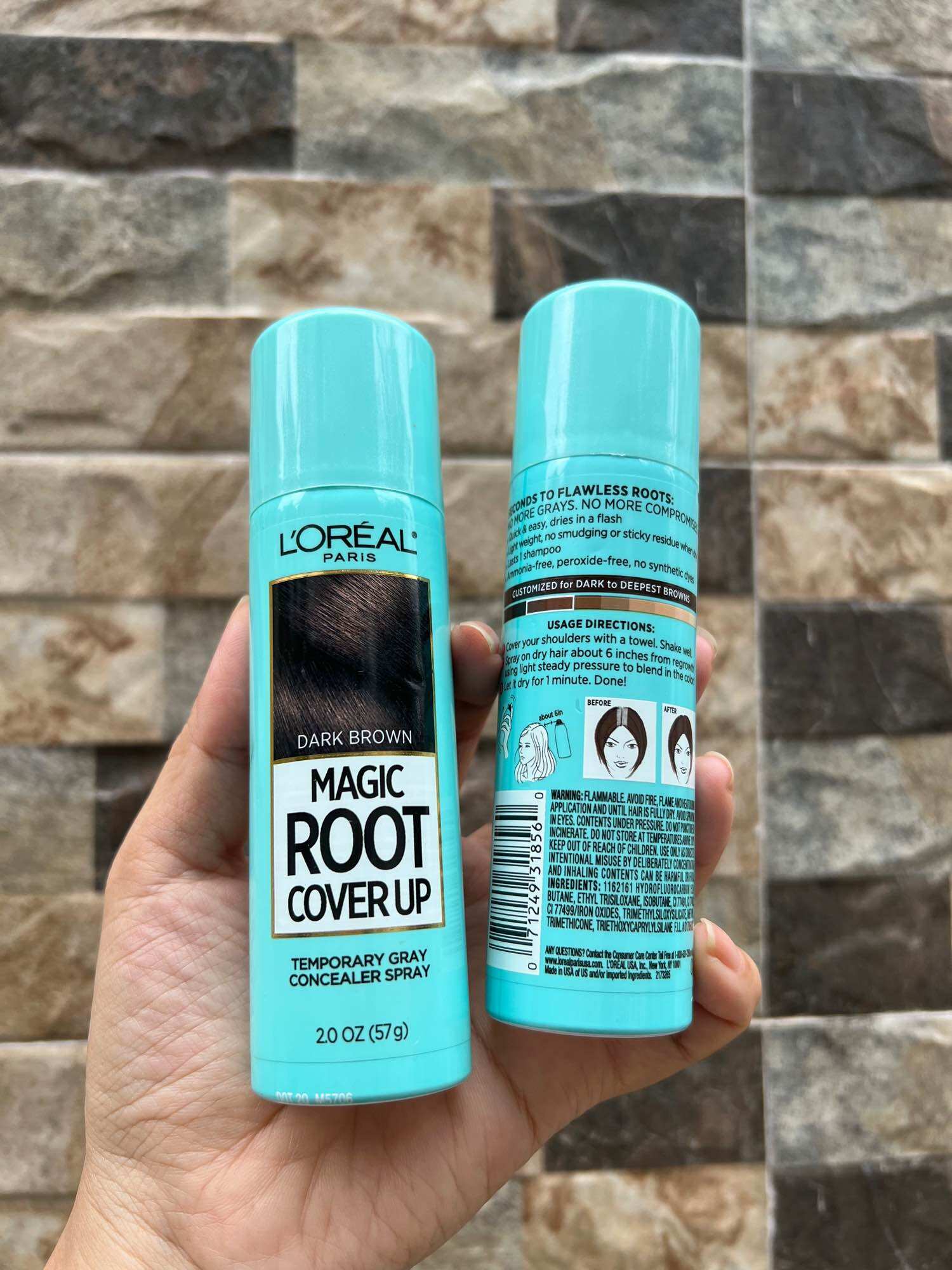 Xịt Nhuộm tóc phủ bạc tạm thời L'Oreal Paris Magic Retouch Temporary Root Concealer Spray - Dark Brown.Nâu đen