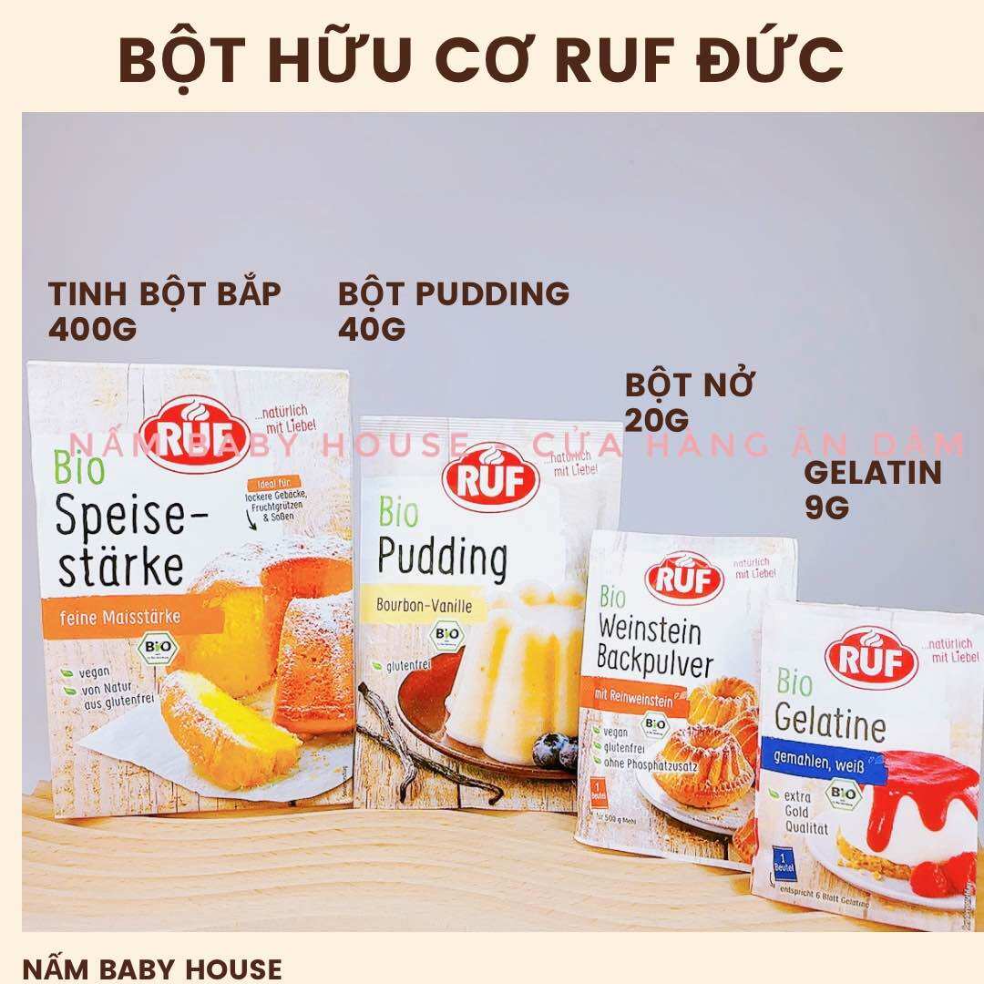 Date 2026 Tinh bột bắp hữu cơ, bột pudding, bột agar, Gelatin, bột nở , men nở RUF