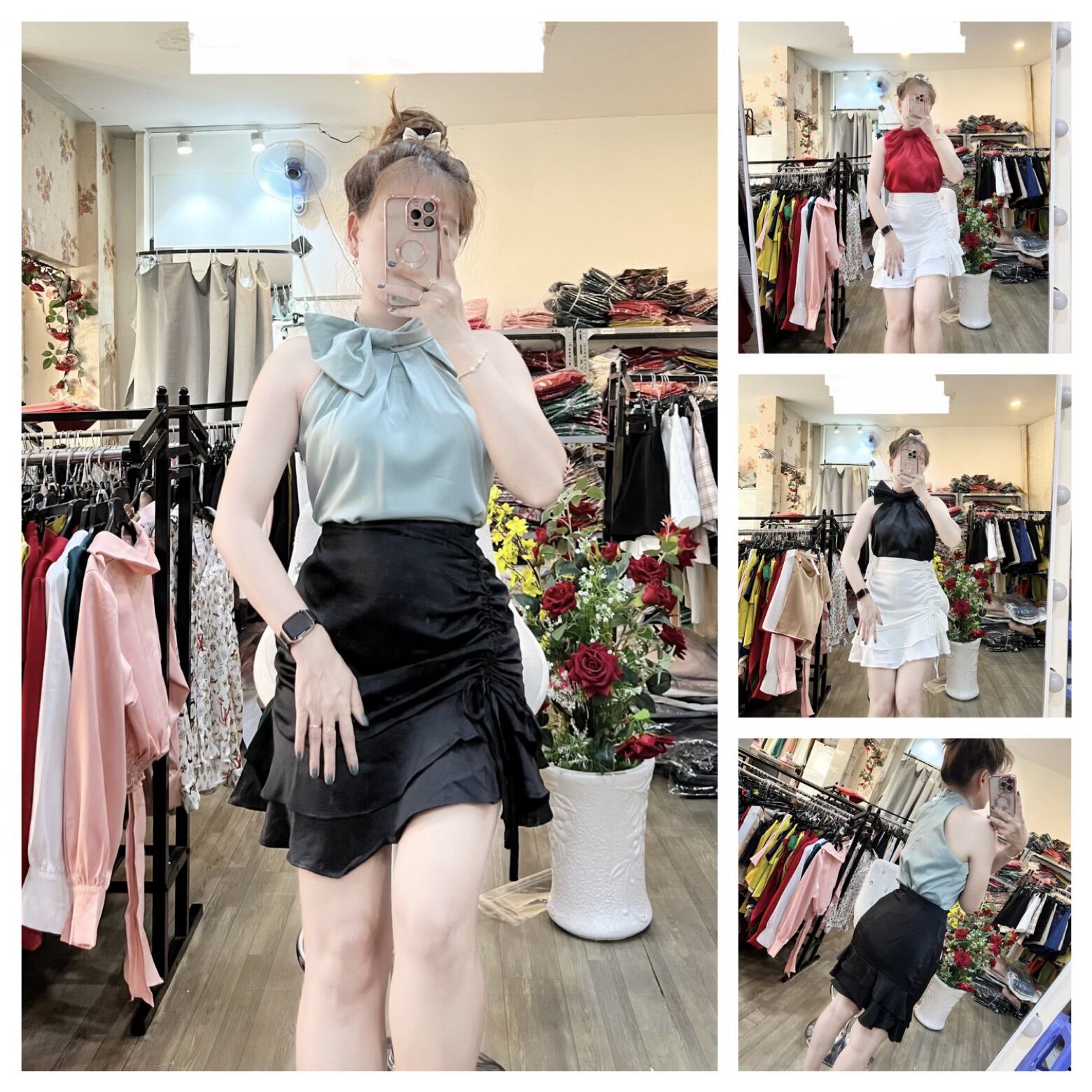 Áo lụa yếm nơ to nhiều size hàng thiết kế