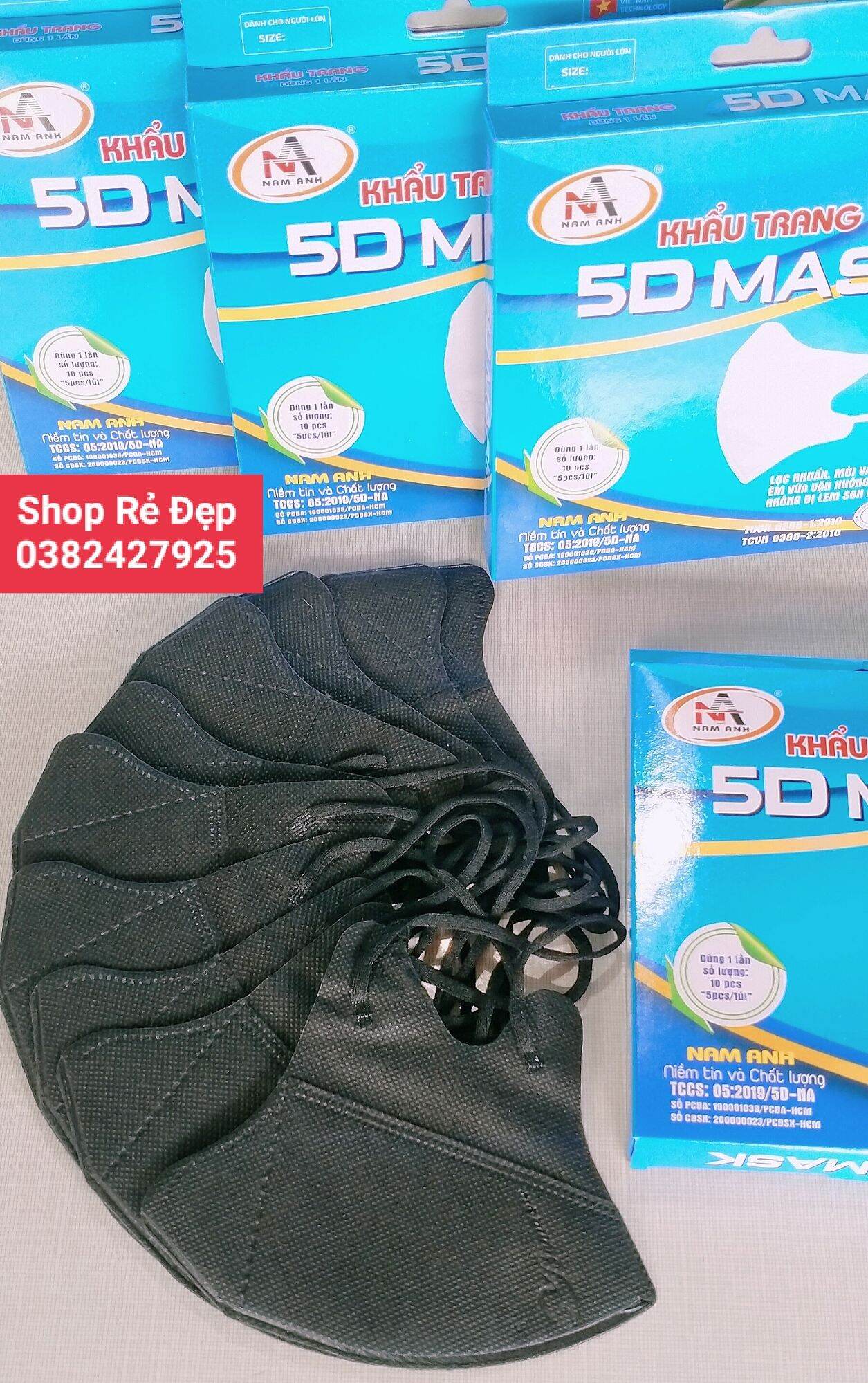 Combo 10 hộp khẩu trang y tế 5D quai thun. mỗi hộp 10 cái. có đủ màu được mix màu. hãng Nam Anh famapro