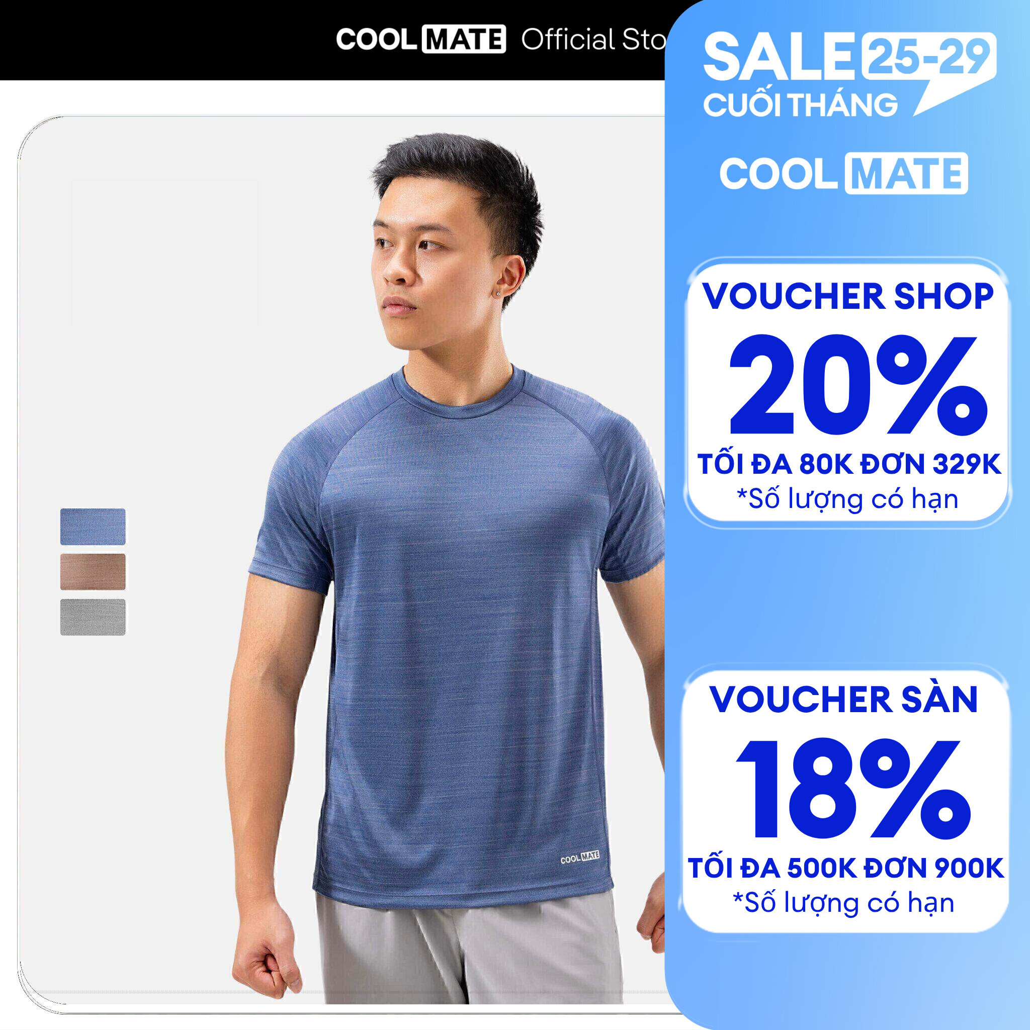 [GIÁ TỐT][OUTLET - KHÔNG ĐỔI TRẢ]Áo thun thể thao Melange Essentials thoáng khí, nhanh khô - Coolmate