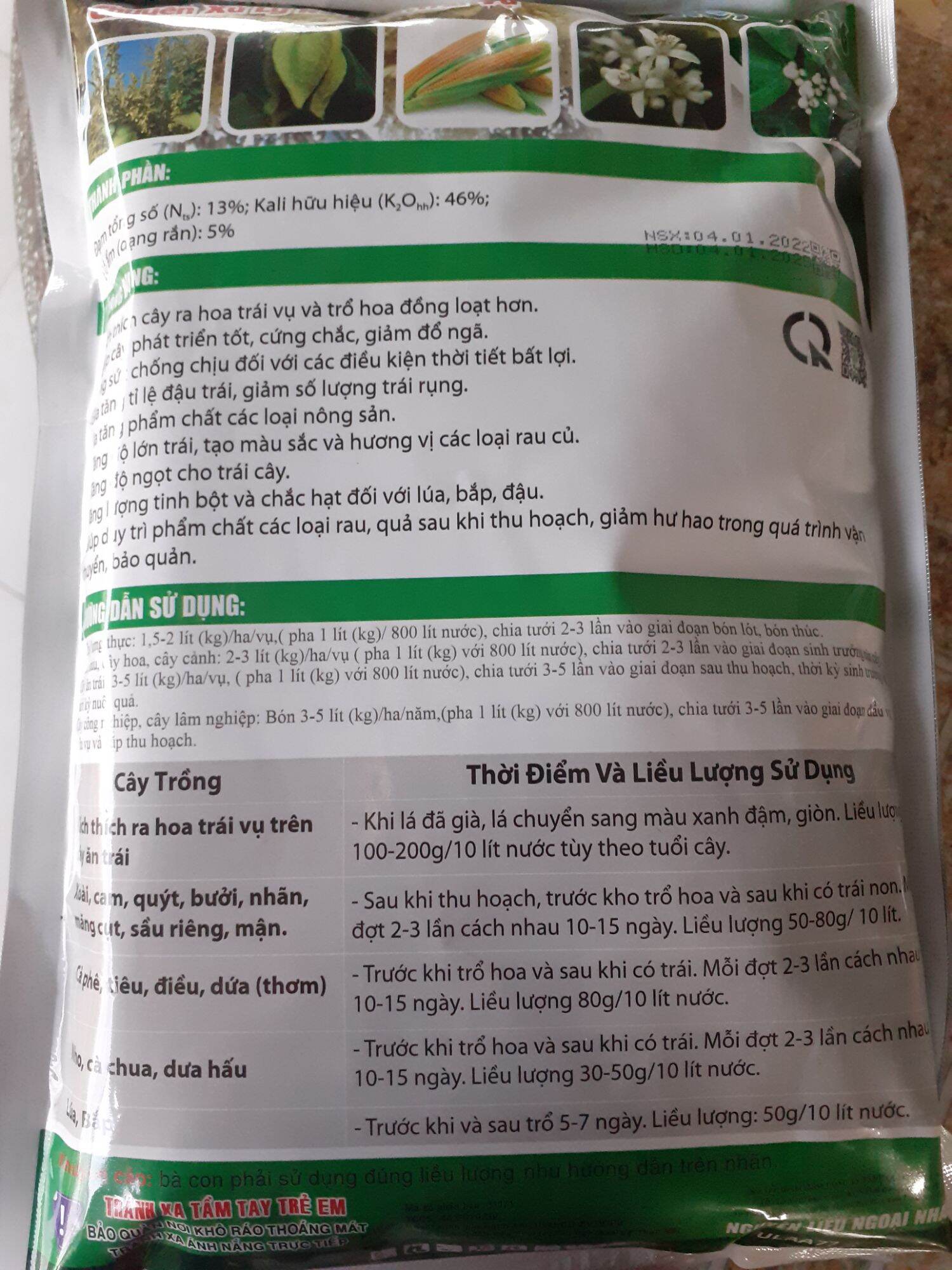 phân bón lá  13 0 46 - Kno3 Goi 2Kg