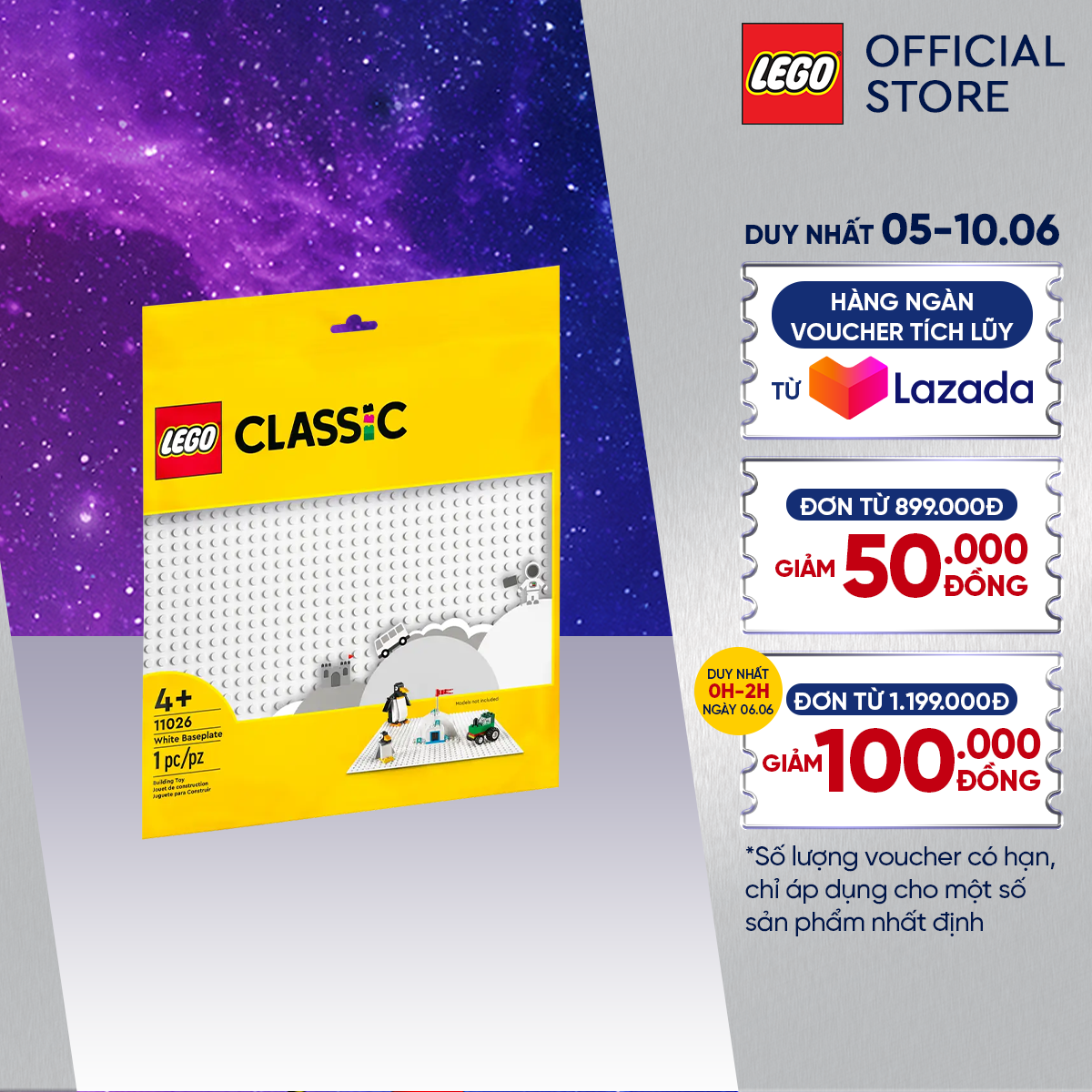 Đồ chơi lắp ráp - lego classic 11026 đế lắp ráp màu trắng