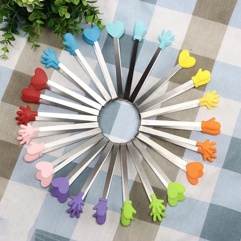 Kẹp gắp thức ăn mini đầu silicon dễ thương