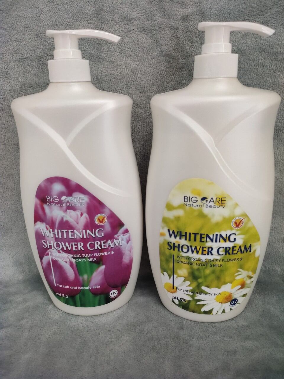 Combo 2 sữa tắm trắng da sữa dê hương hoa tulp và hoa cúc chai 1200ml