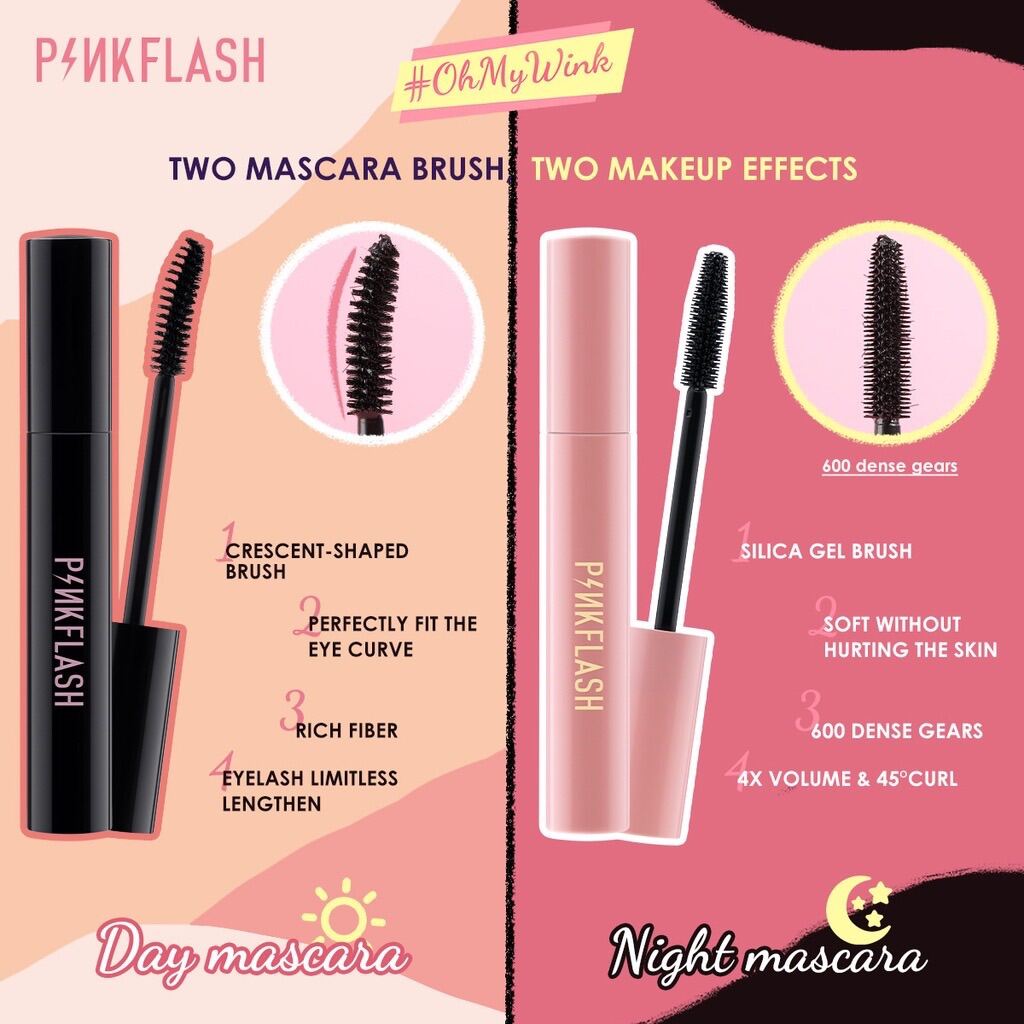 (FREESHIP) PF-E08 pinkflash Mascara chuốt mi chống nước ,không trôi giúp dài mi cong mi cao 7g