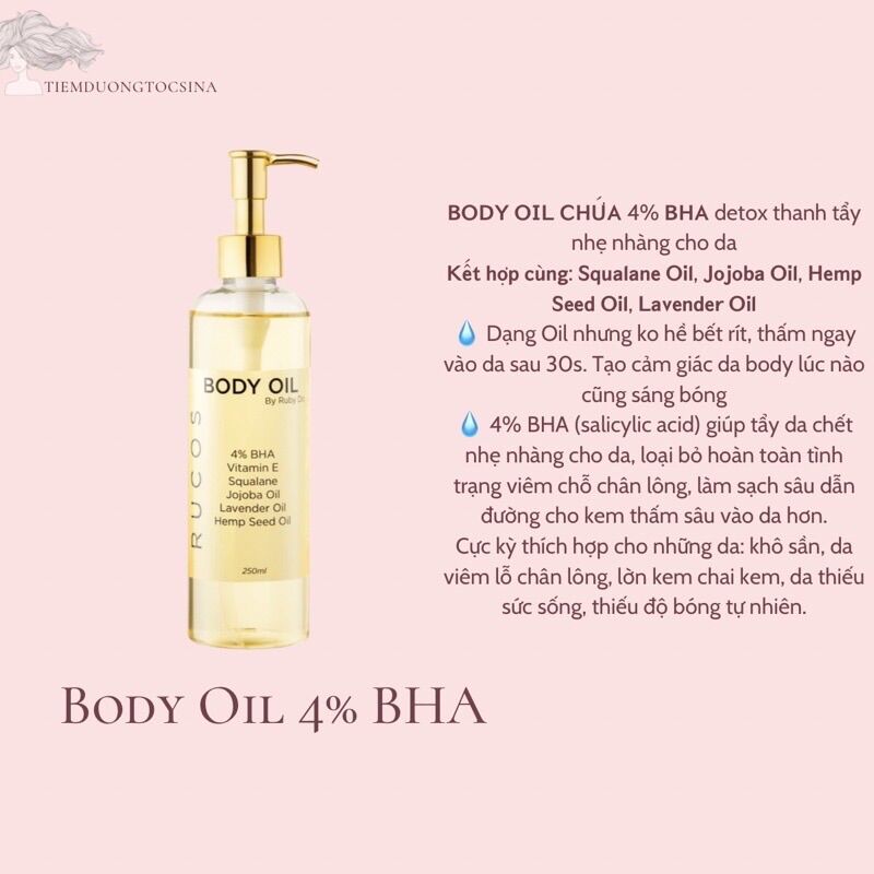 Combo Kem Mờ Thâm & Body OiL Rucos 4%BHA (kèm vòi)