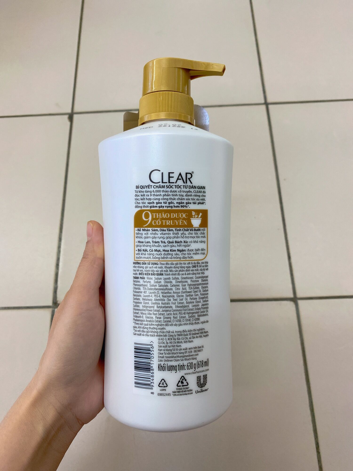 Dầu Gội Clear Thảo Dược Cổ Truyền 630g